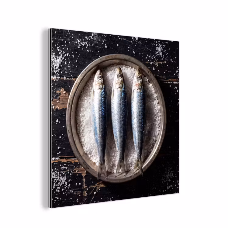 Alu-Dibond-Bild - Fisch – Salz – Essen - Vis - Zout - Eten aluminium wit klein