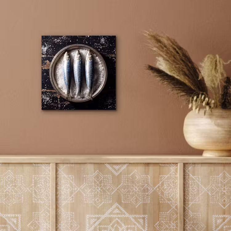 Alu-Dibond-Bild - Fisch – Salz – Essen - Vis - Zout - Eten aluminium wit klein