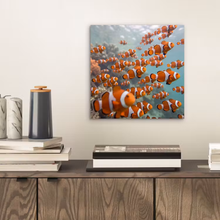 Vis - School - Onderwater - Dieren - Oranje aluminium wit klein -sfeer1