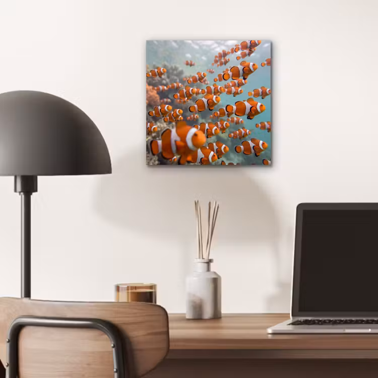 Vis - School - Onderwater - Dieren - Oranje aluminium wit klein -sfeer5