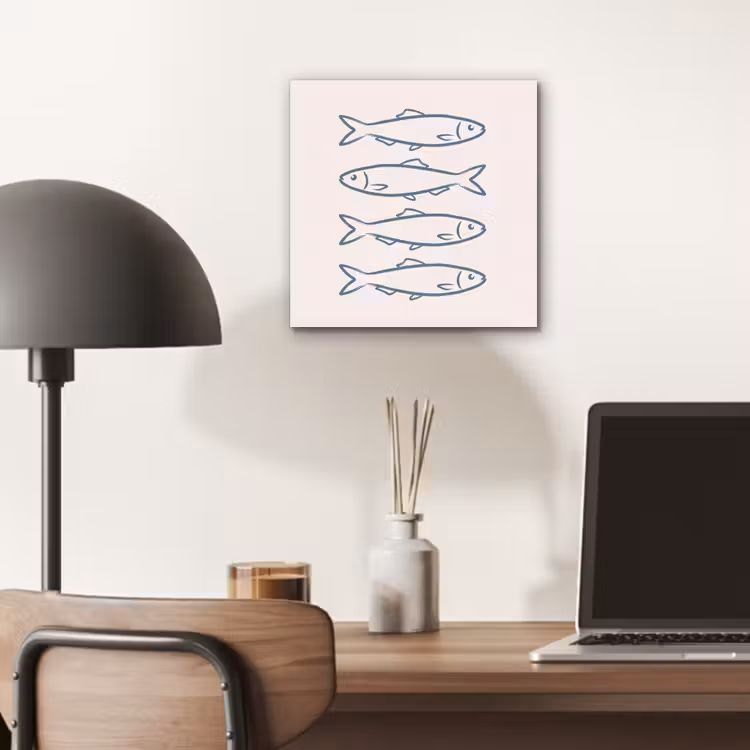 Vis - Vier - Dieren - Abstract - Blauw aluminium wit klein -sfeer5