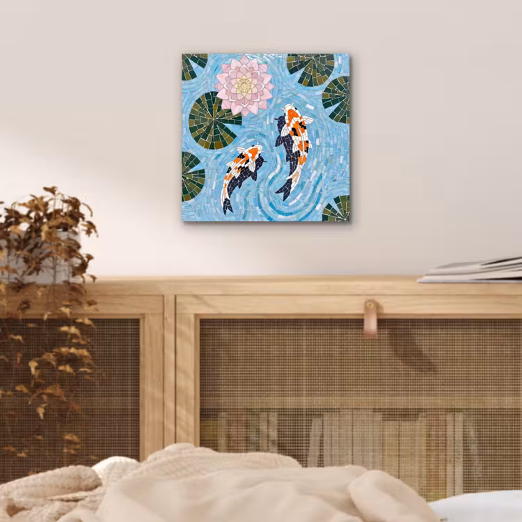 Vis - Water - Natuur - Mozaïek - Blauw aluminium wit klein -sfeer3