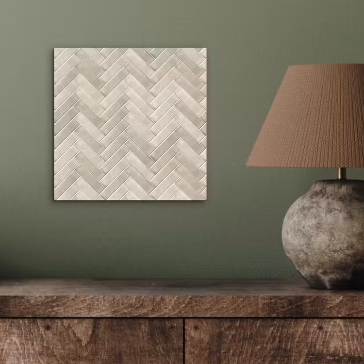 Visgraat - Wandtegel - Beige aluminium wit klein 46 -sfeer2