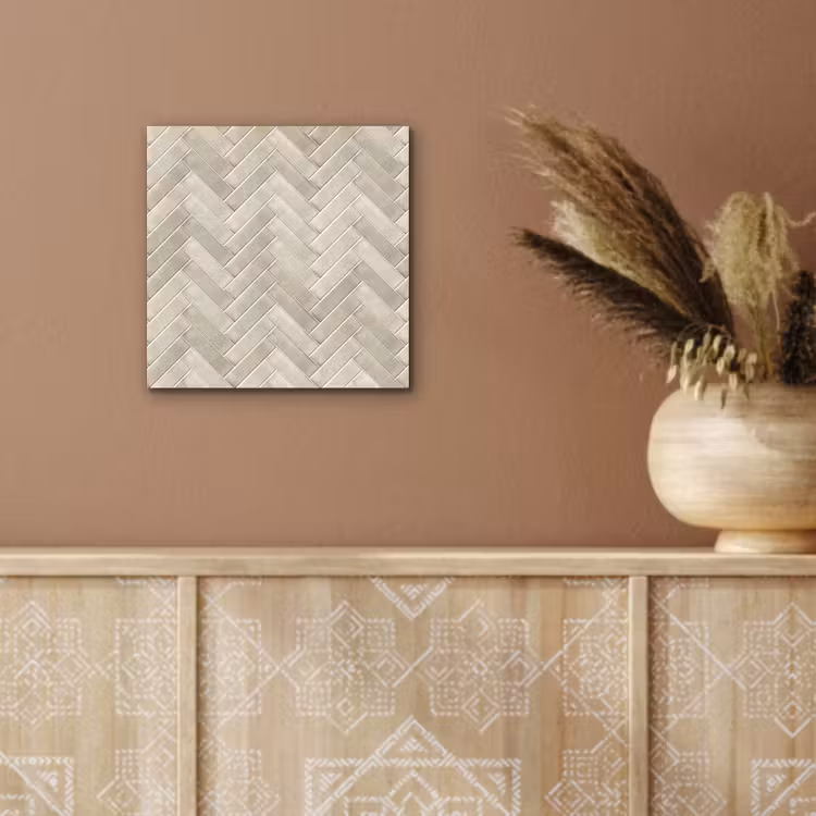 Visgraat - Wandtegel - Beige aluminium wit klein 46 -sfeer4