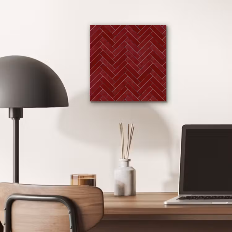 Visgraat - Wandtegel - Bordeaux - Rood aluminium wit klein 46 -sfeer5