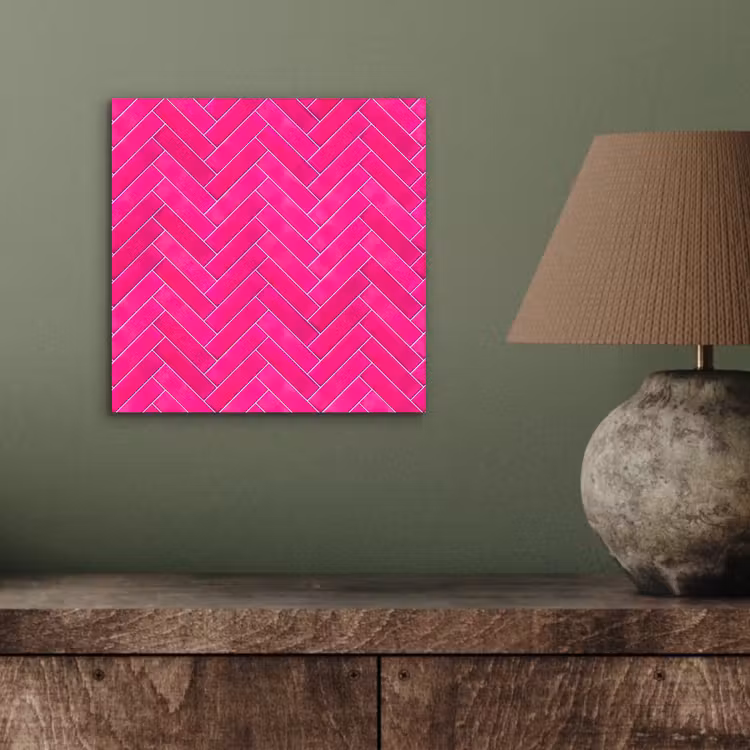 Visgraat - Wandtegel - Fuchsia - Roze aluminium wit klein 46 -sfeer2