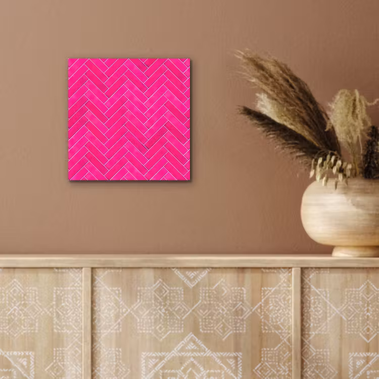 Visgraat - Wandtegel - Fuchsia - Roze aluminium wit klein 46 -sfeer4