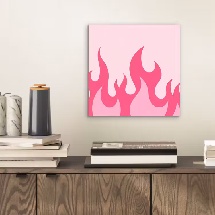Vlammen - Patroon - Abstract - Modern - Roze aluminium wit klein -sfeer1