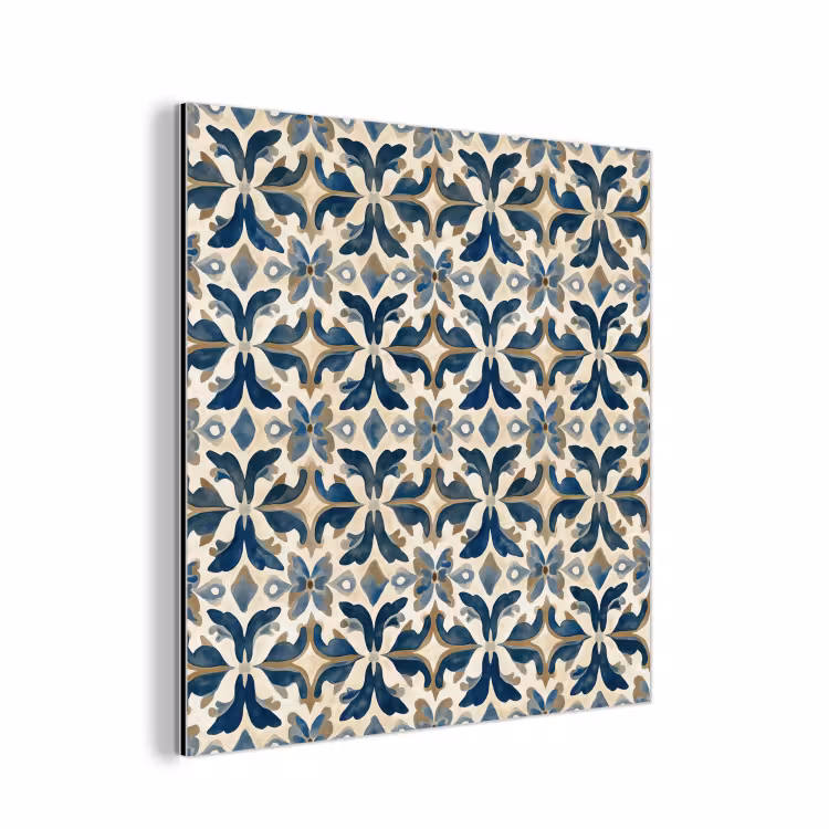 Tegel - Patroon - Blauw - Beige aluminium wit klein 46 -3d