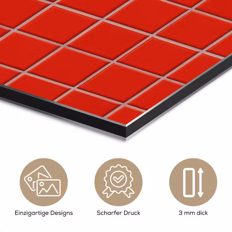 Tegel - Patroon - Kersen - Rood aluminium wit klein 46 -closeup_DE