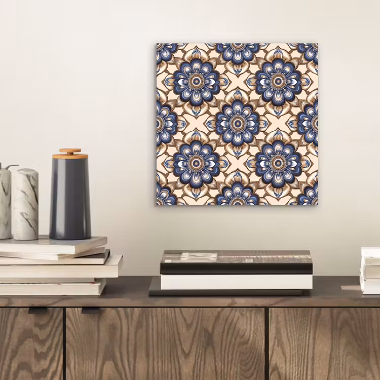 Floraal - Ornament - Blauw aluminium wit klein 46 -sfeer1