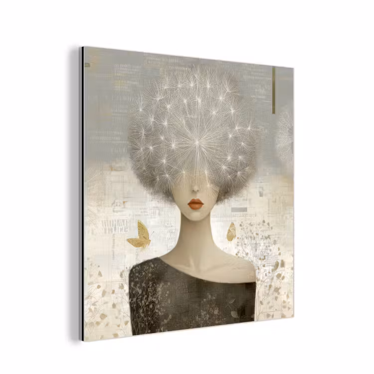Pluis - Vrouw - Beige aluminium wit klein -3d