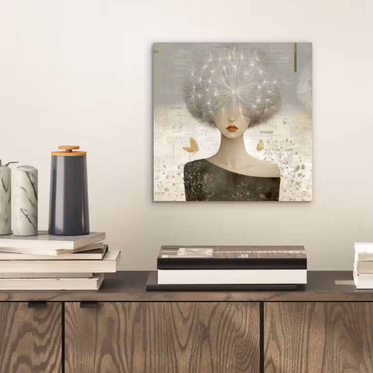 Pluis - Vrouw - Beige aluminium wit klein -sfeer1