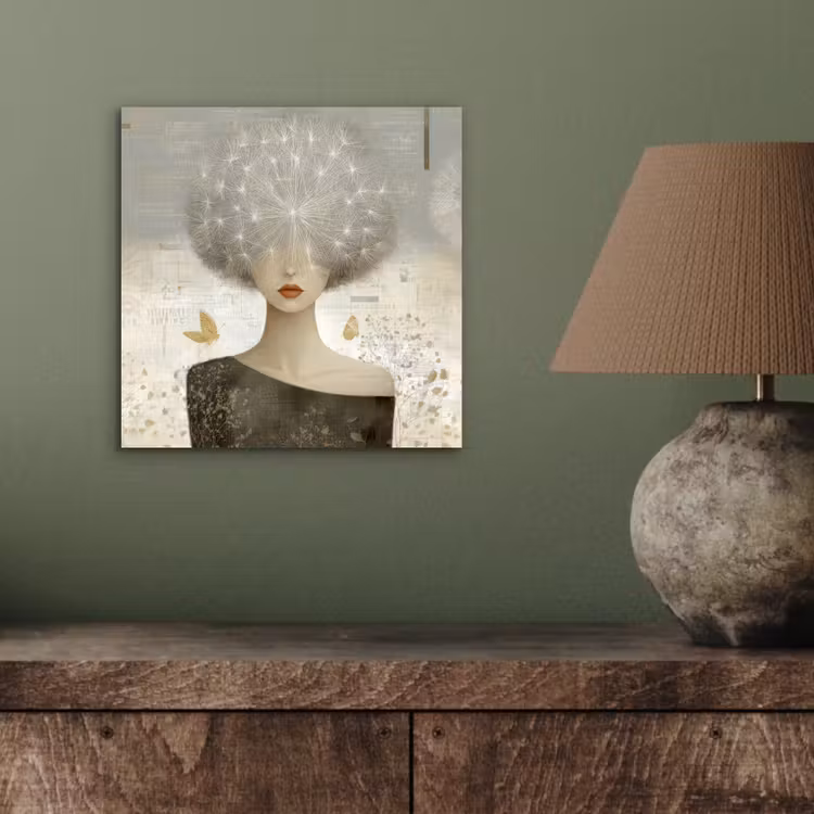 Pluis - Vrouw - Beige aluminium wit klein -sfeer2