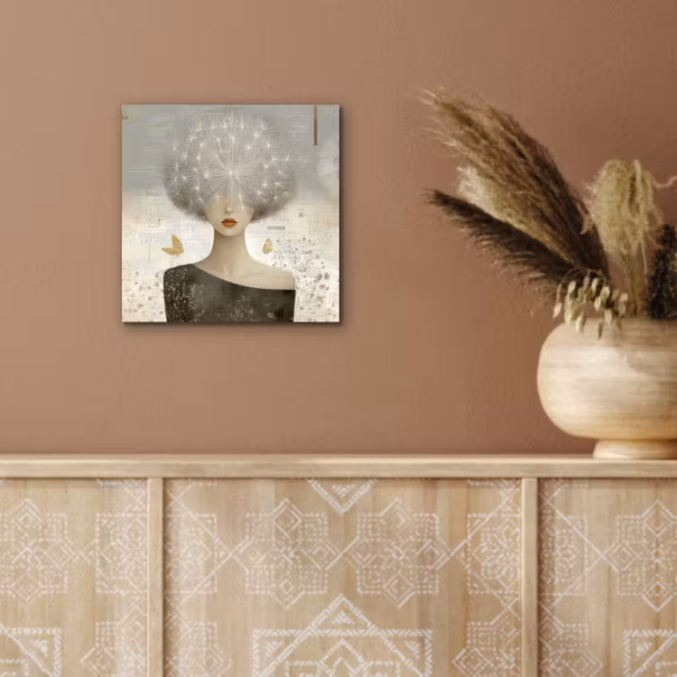 Pluis - Vrouw - Beige aluminium wit klein -sfeer4