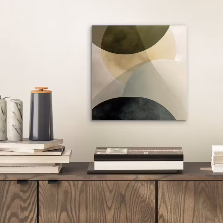 Vlakken - Abstract - Beige - Cirkels aluminium wit klein -sfeer1