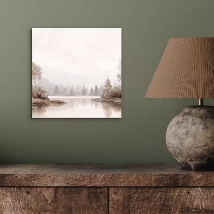 Rivierlandschap - Minimalistisch - Aardetinten aluminium wit klein -sfeer2