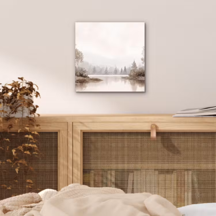 Rivierlandschap - Minimalistisch - Aardetinten aluminium wit klein -sfeer3