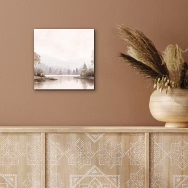 Rivierlandschap - Minimalistisch - Aardetinten aluminium wit klein -sfeer4