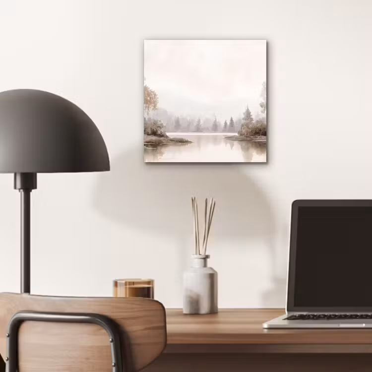 Rivierlandschap - Minimalistisch - Aardetinten aluminium wit klein -sfeer5
