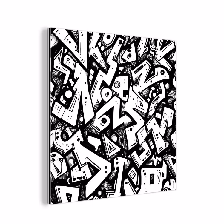 Vormen - Letters - Graffiti - Zwart aluminium wit klein -3d