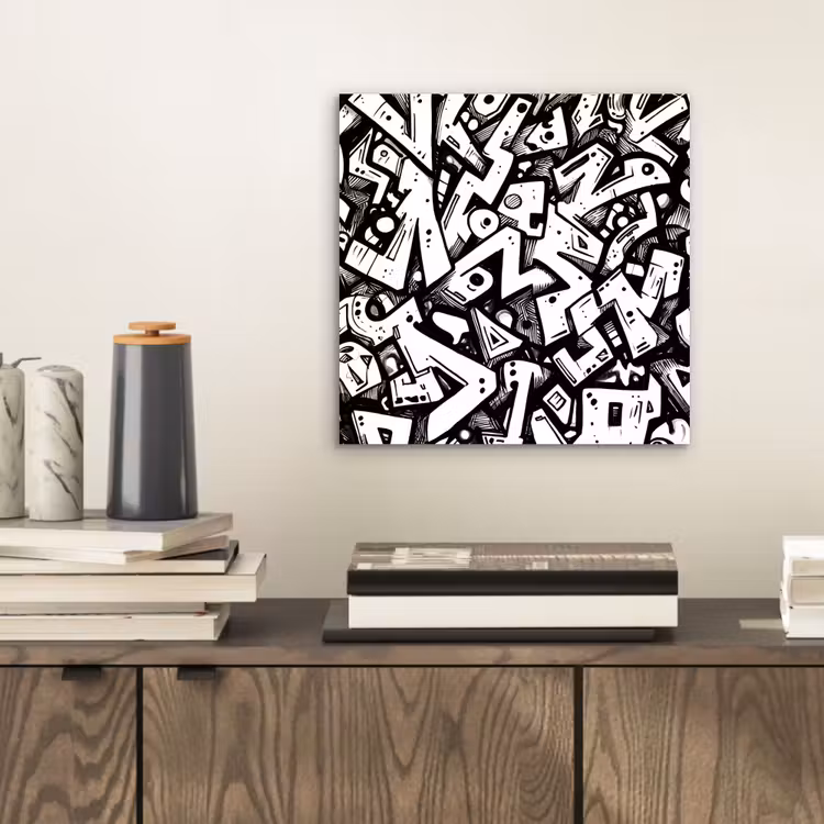 Vormen - Letters - Graffiti - Zwart aluminium wit klein -sfeer1