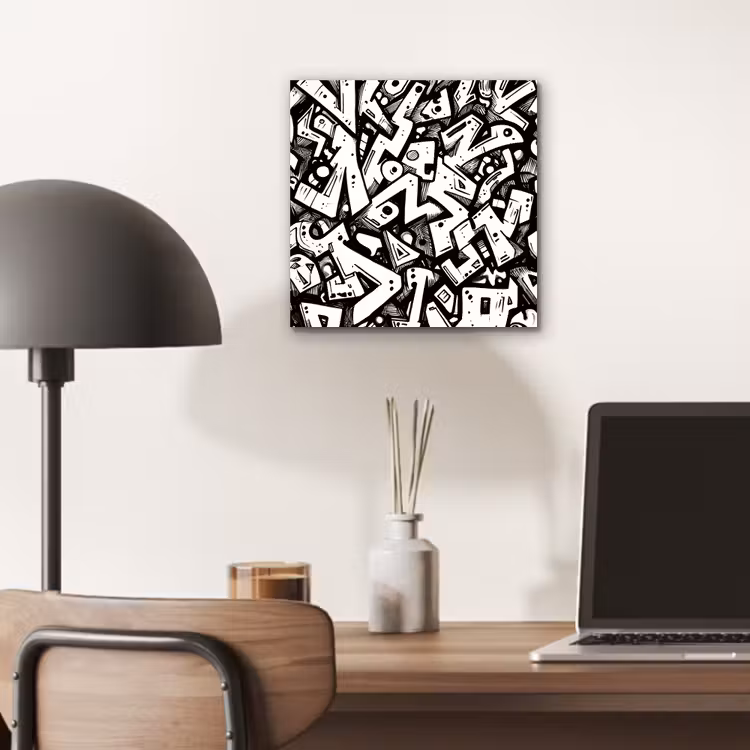 Vormen - Letters - Graffiti - Zwart aluminium wit klein -sfeer5
