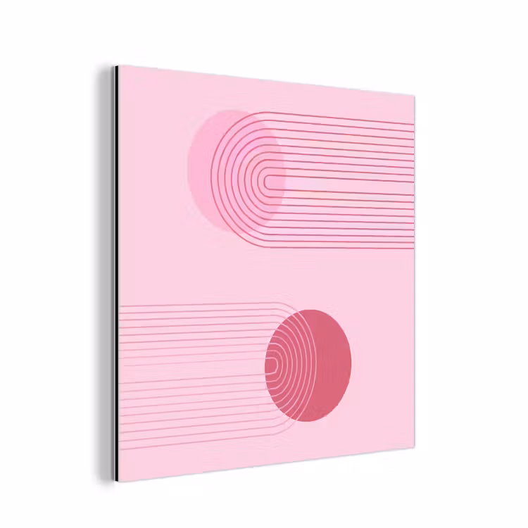 Vormen - Lijnen - Minimalistisch - Roze aluminium wit klein -3d