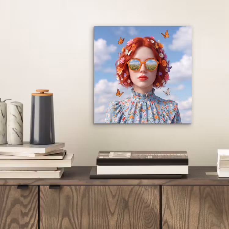 Vrouw - Bloemen - Zomer - Portret - Kleurrijk aluminium wit klein -sfeer1