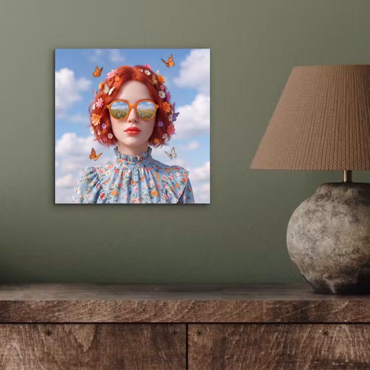 Vrouw - Bloemen - Zomer - Portret - Kleurrijk aluminium wit klein -sfeer2