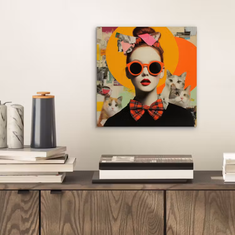 Vrouw - Bril - Strik - Retro aluminium wit klein -sfeer1