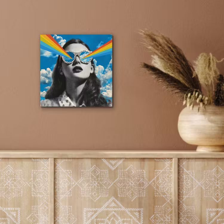 Vrouw - Bril - Regenboog - Wolken aluminium wit klein -sfeer4