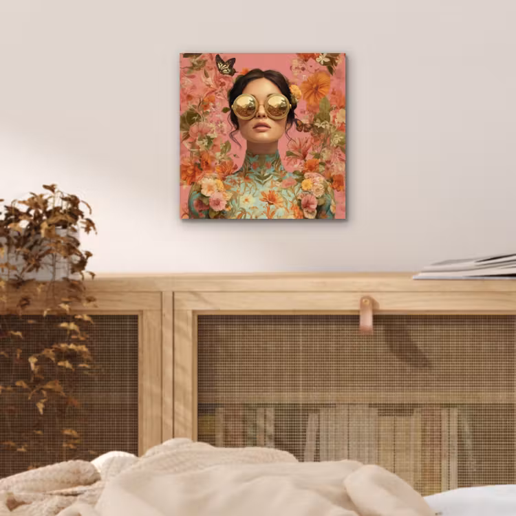 Vrouw - Bril - Roze - Bloemen aluminium wit klein -sfeer3