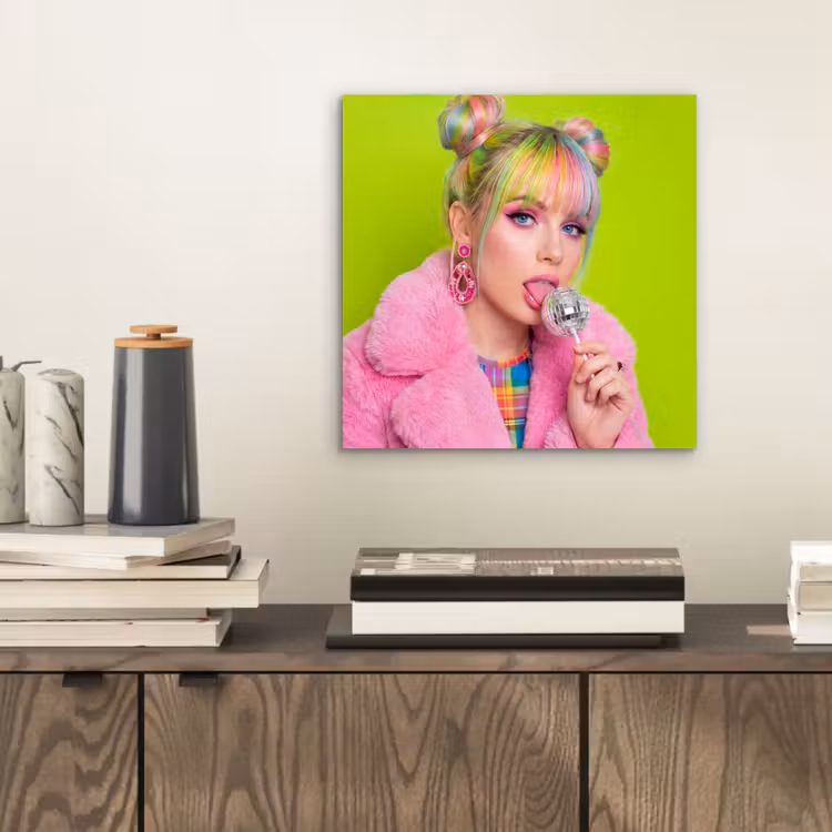 Vrouw - Kleurrijk haar - Pop art - Modern - Levendig aluminium wit klein -sfeer1