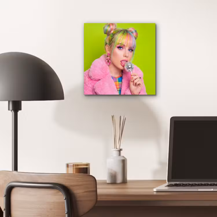 Vrouw - Kleurrijk haar - Pop art - Modern - Levendig aluminium wit klein -sfeer5