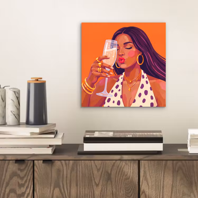 Vrouw - Champagne - Feest - Modern - Oranje aluminium wit klein -sfeer1