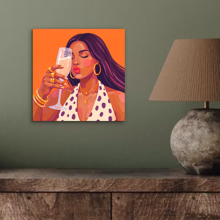 Vrouw - Champagne - Feest - Modern - Oranje aluminium wit klein -sfeer2