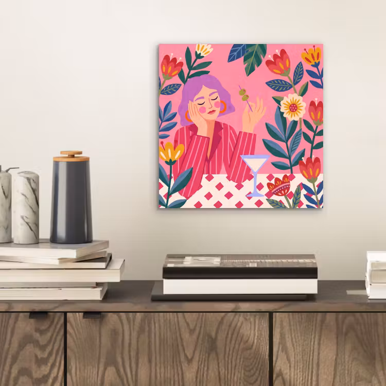 Vrouw - Cocktail - Bloemen - Modern - Roze aluminium wit klein -sfeer1