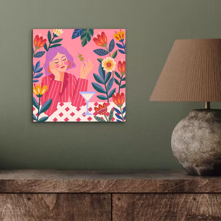 Vrouw - Cocktail - Bloemen - Modern - Roze aluminium wit klein -sfeer2
