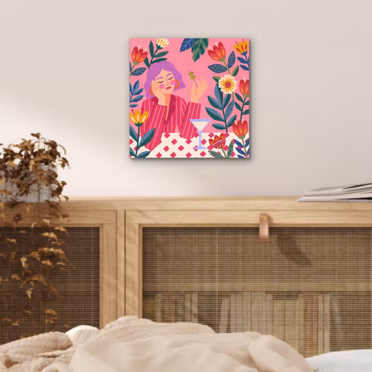Vrouw - Cocktail - Bloemen - Modern - Roze aluminium wit klein -sfeer3