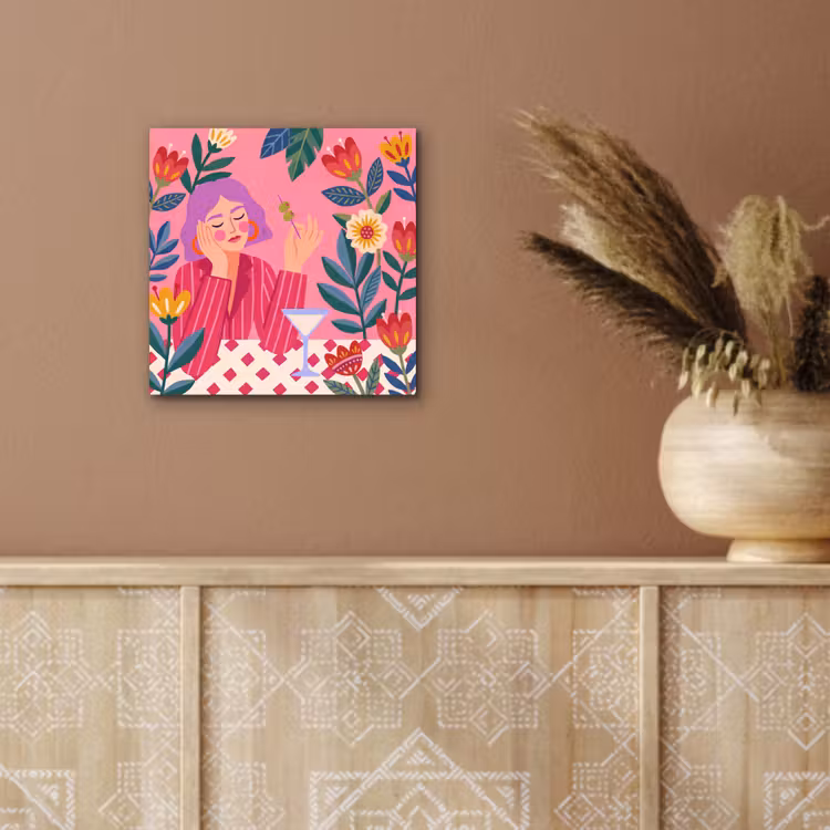 Vrouw - Cocktail - Bloemen - Modern - Roze aluminium wit klein -sfeer4