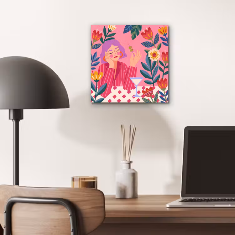 Vrouw - Cocktail - Bloemen - Modern - Roze aluminium wit klein -sfeer5