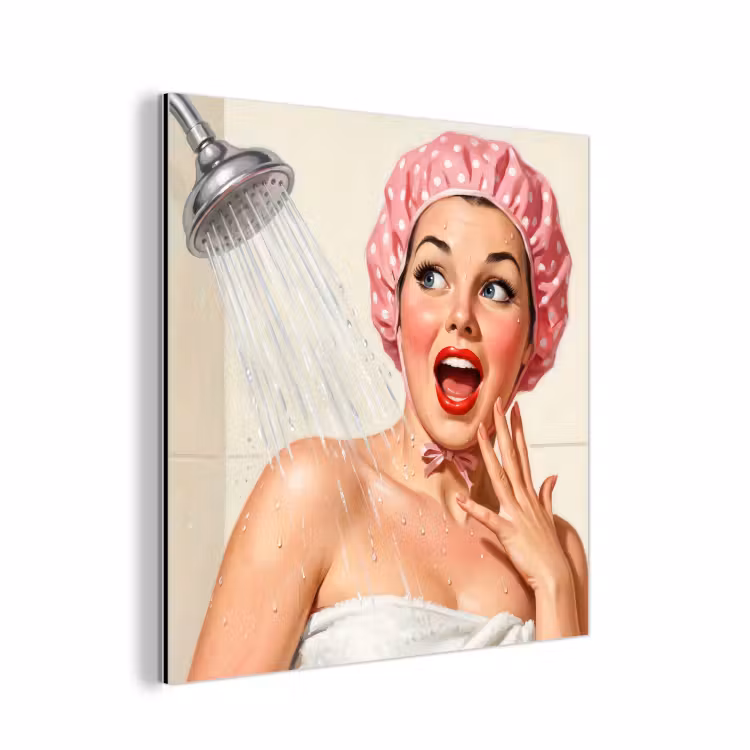 Vrouw - Douche - Roze aluminium wit klein -3d