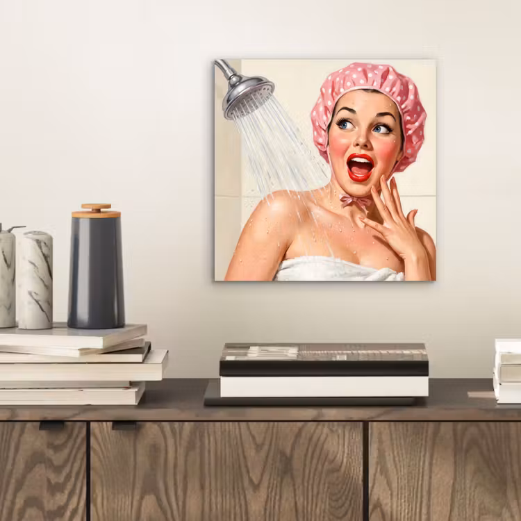 Vrouw - Douche - Roze aluminium wit klein -sfeer1