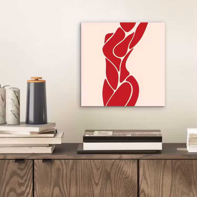 Vrouw - Figuur - Abstract - Modern - Rood aluminium wit klein -sfeer1