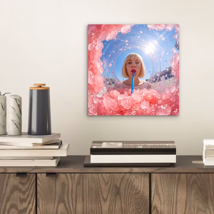 Vrouw - Drank - Zomer - Roze - Blauw aluminium wit klein -sfeer1