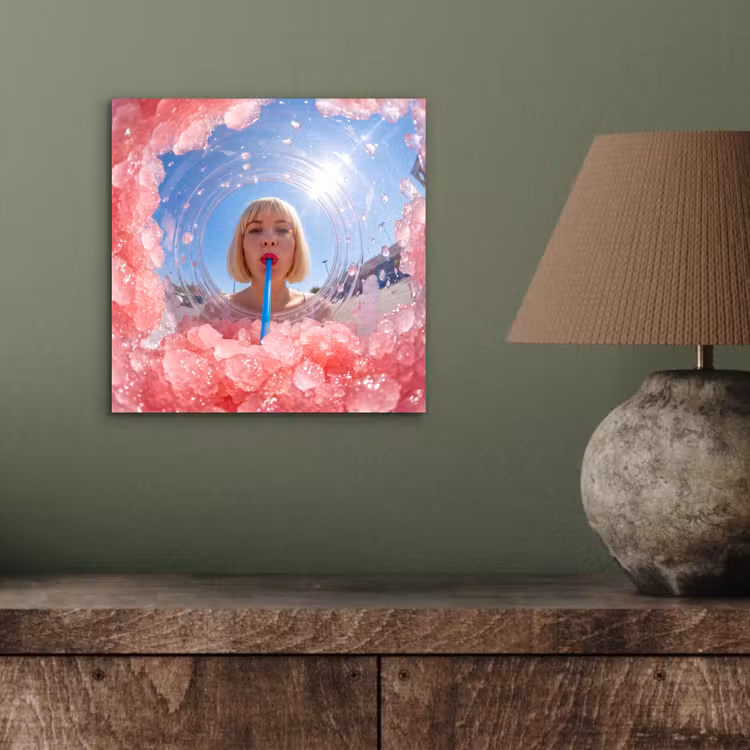 Vrouw - Drank - Zomer - Roze - Blauw aluminium wit klein -sfeer2
