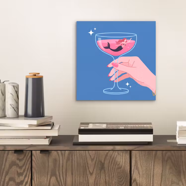 Vrouw - Glas - Abstract - Roze - Blauw aluminium wit klein -sfeer1