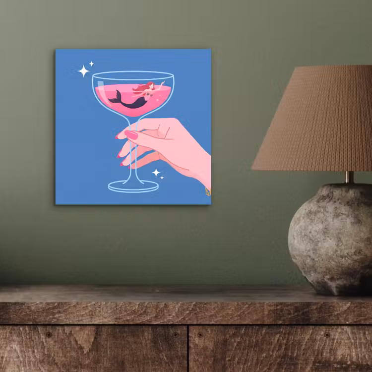 Vrouw - Glas - Abstract - Roze - Blauw aluminium wit klein -sfeer2