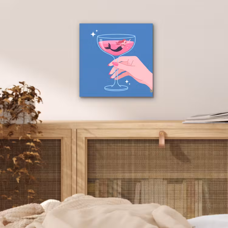 Vrouw - Glas - Abstract - Roze - Blauw aluminium wit klein -sfeer3